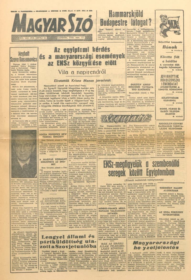 Magyar Szó, 13. évf. 1956. november 16. 314. sz. 1–10. oldal