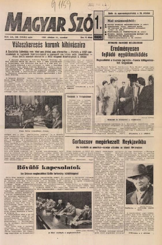 Magyar Szó, 43. évf. 1986. október 11. 280. sz. 1–24. oldal