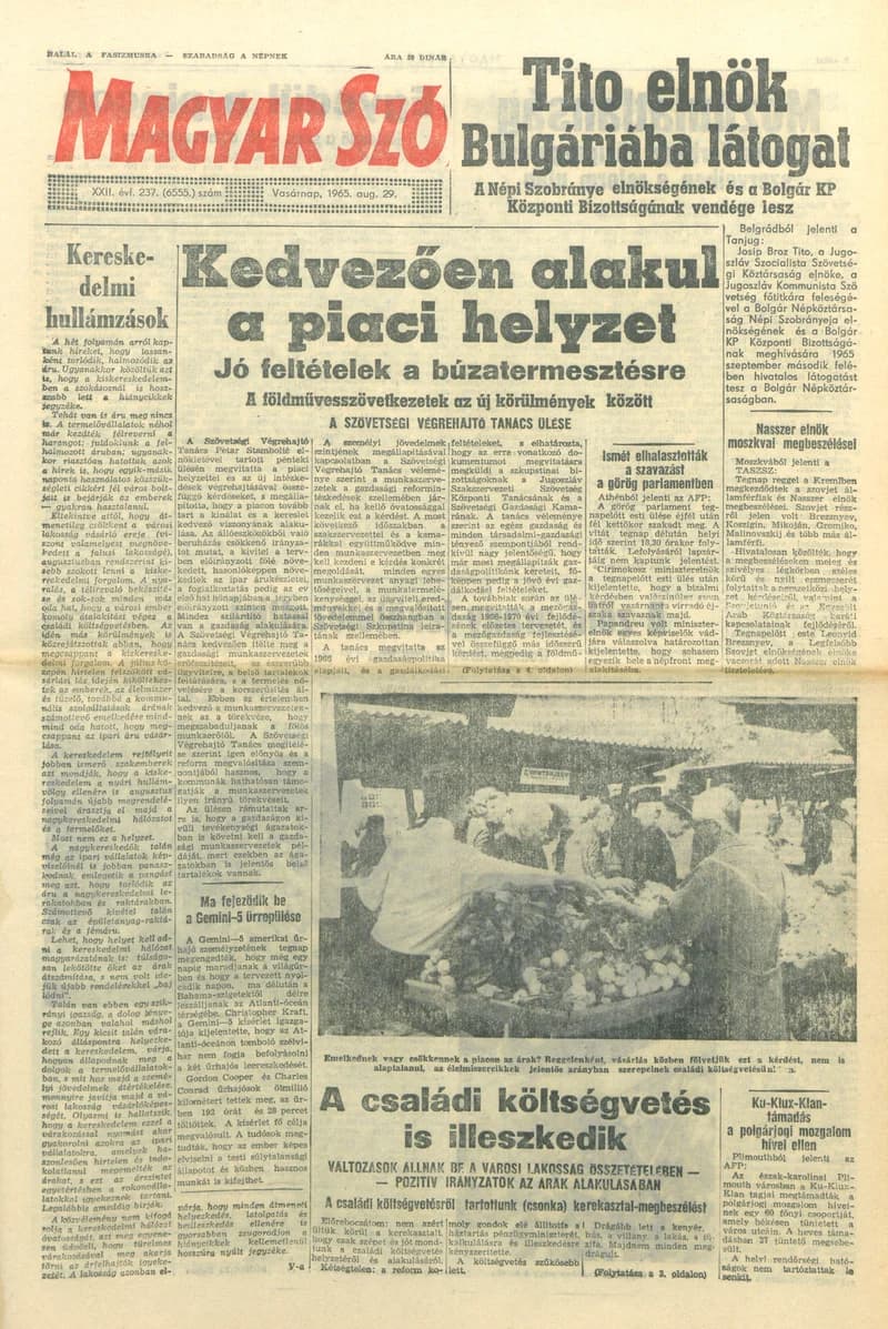 Magyar Szó, 22. évf. 1965. augusztus 29. 237. sz. 1–24. oldal