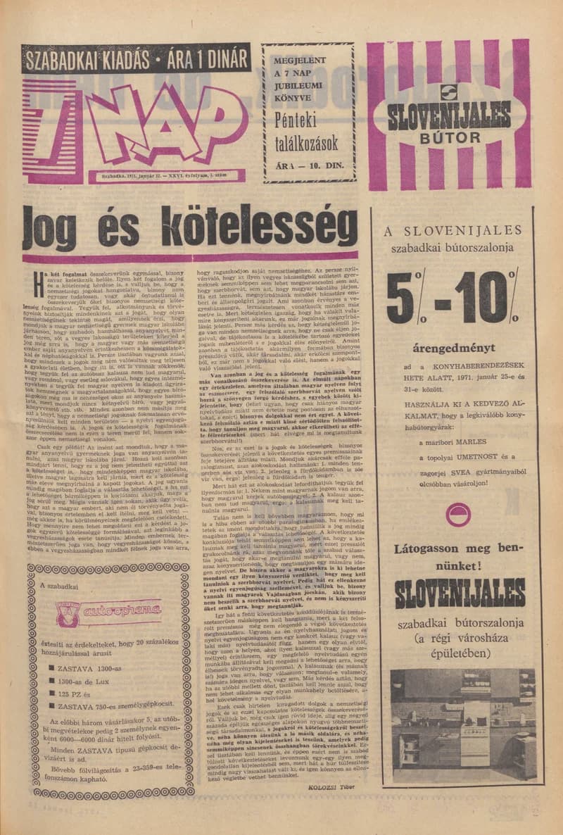 7 Nap, 26. évf. 1971. január 22. 5. sz. 1–28. oldal