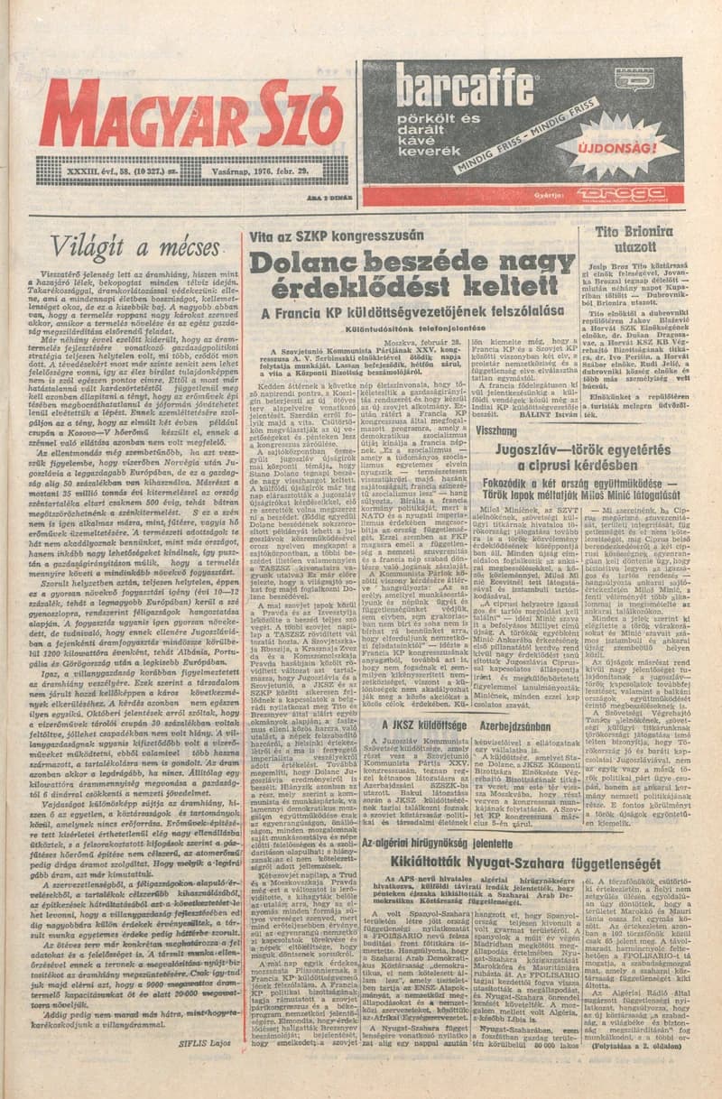 Magyar Szó, 33. évf. 1976. február 29. 58. sz. 1–28. oldal
