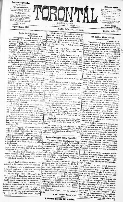 Torontál, 26. évf. 1897. június 12. 133. sz.