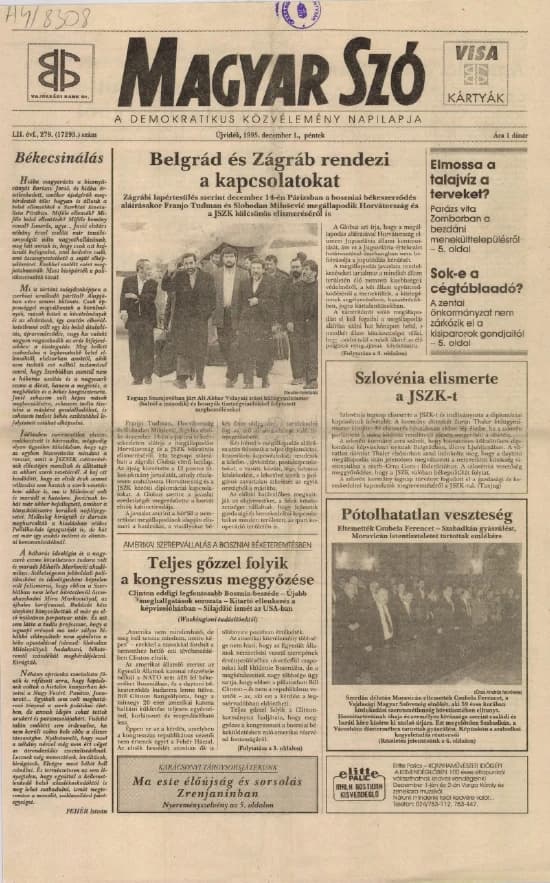 Magyar Szó, 52. évf. 1995. december 1. 279. sz. 1–16. oldal