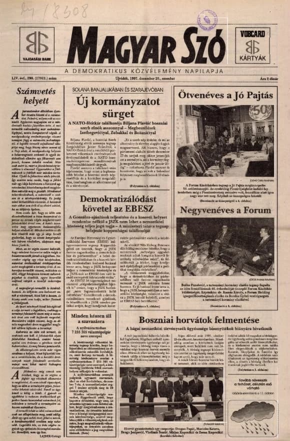 Magyar Szó, 54. évf. 1997. december 20. 298. sz. 1–16. oldal