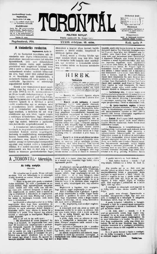 Torontál, 33. évf. 1904. április 19. 89. sz.