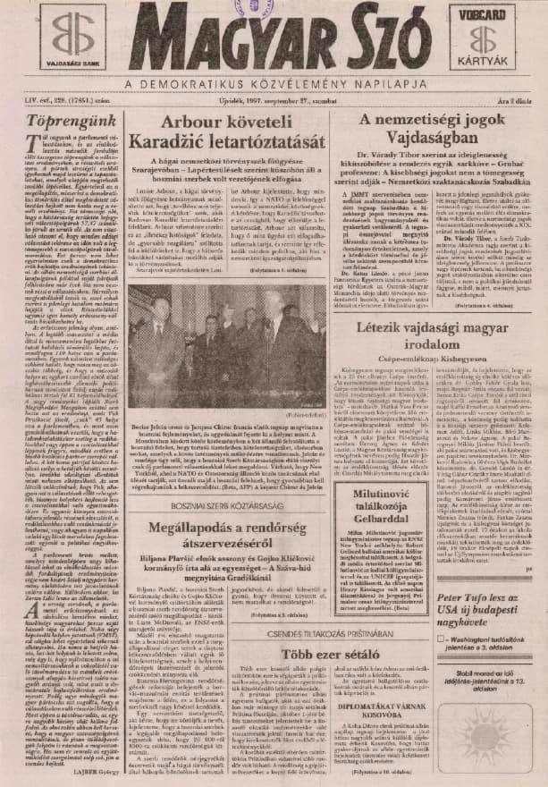 Magyar Szó, 54. évf. 1997. szeptember 27. 228. sz. 1–16. oldal