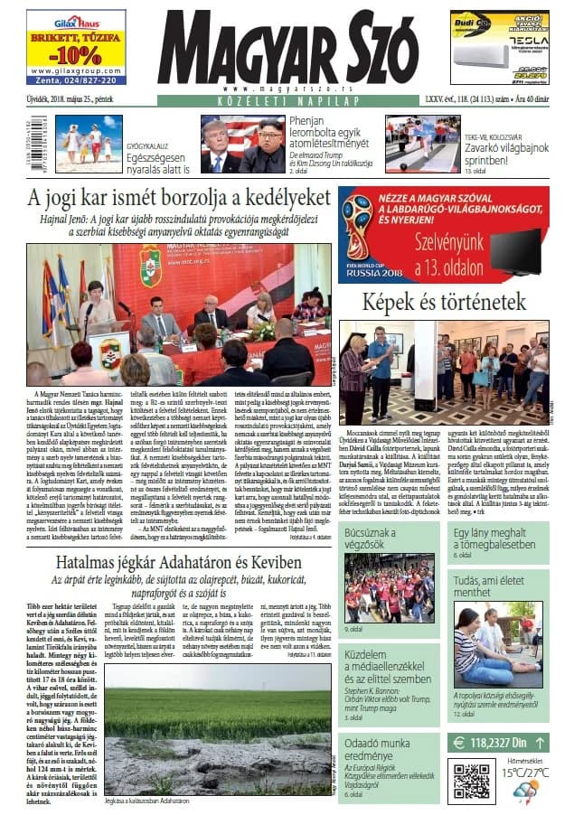 Magyar Szó, 75. évf. 2018. május 25. 118. sz. 1–16. oldal