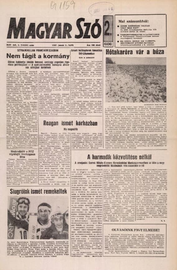 Magyar Szó, 44. évf. 1987. január 5. 3. sz. 1–8. oldal