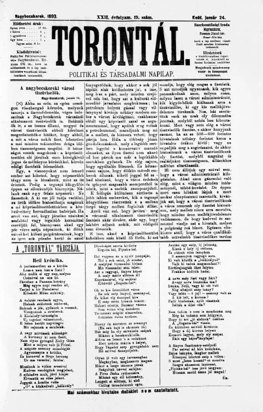 Torontál, 22. évf. 1893. január 24. 19. sz.