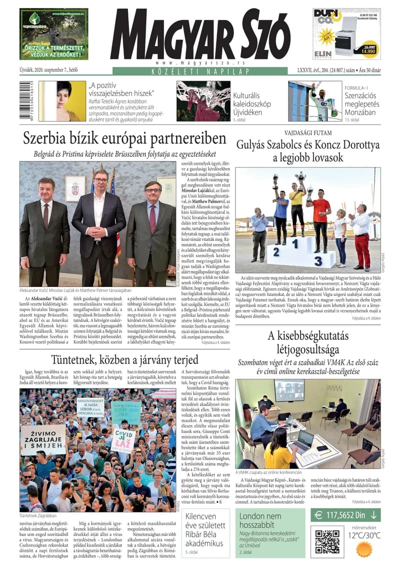 Magyar Szó, 77. évf. 2020. szeptember 7. 204. sz. 1–16. oldal