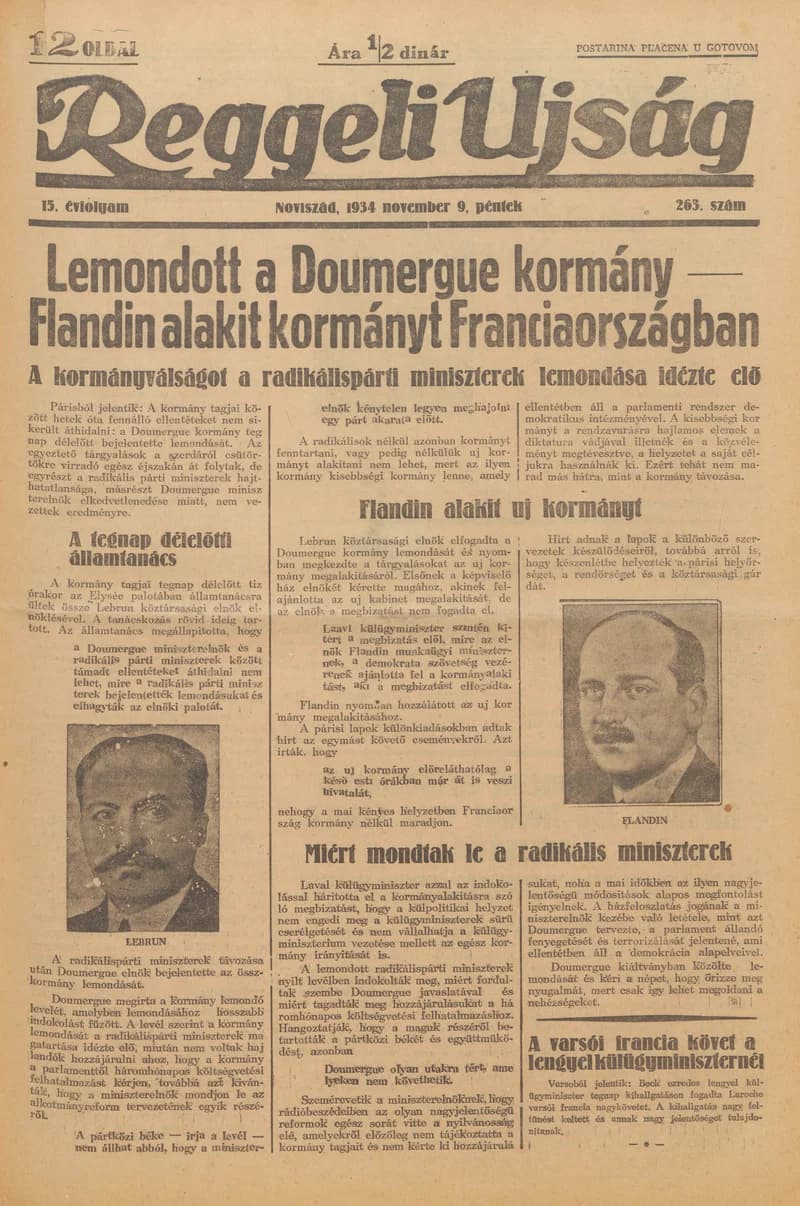 Reggeli Újság, 15. évf. 1934. november 9. 263. sz.