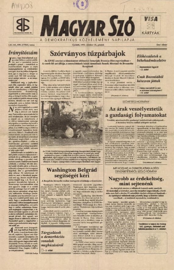 Magyar Szó, 52. évf. 1995. október 13. 239. sz. 1–16. oldal