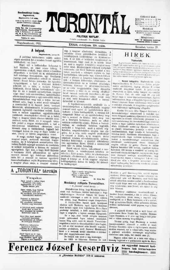 Torontál, 32. évf. 1903. június 20. 138. sz.