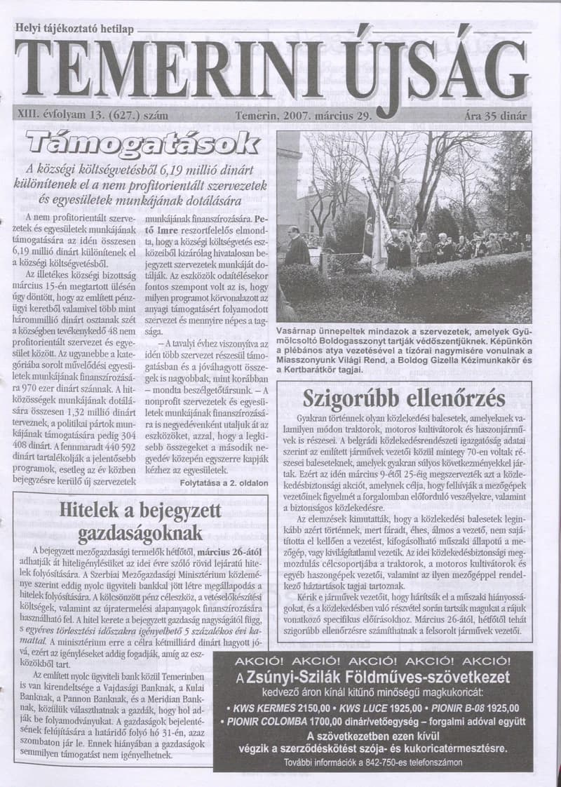 Temerini Újság, 13. évf. 2007. március 29. 13. sz.