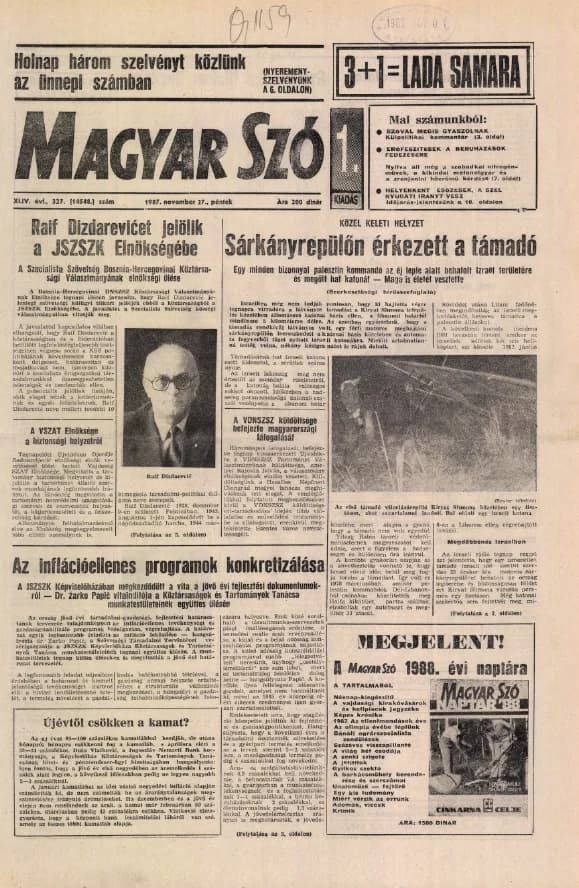 Magyar Szó, 44. évf. 1987. november 27. 327. sz. 1–20. oldal