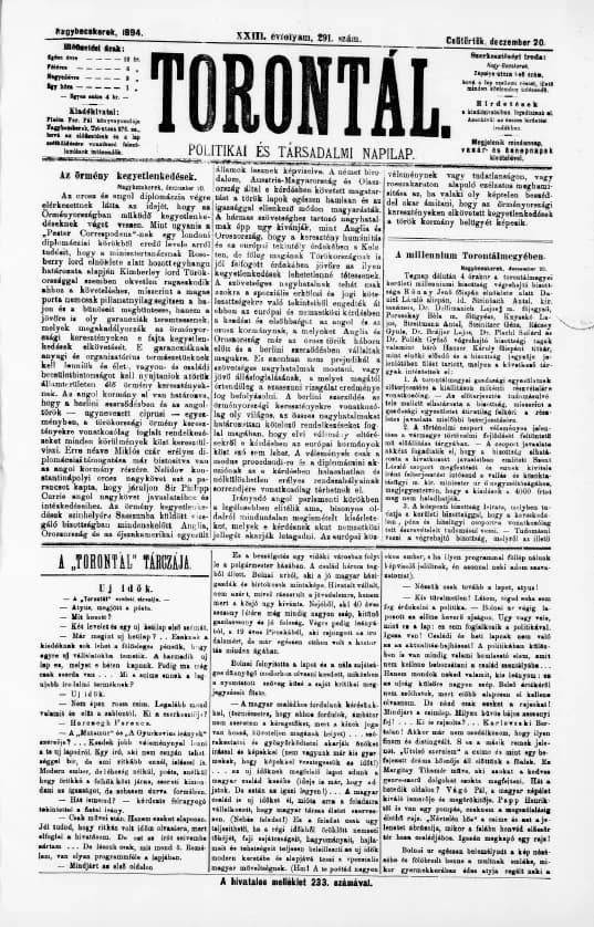 Torontál, 23. évf. 1894. december 20. 291. sz.