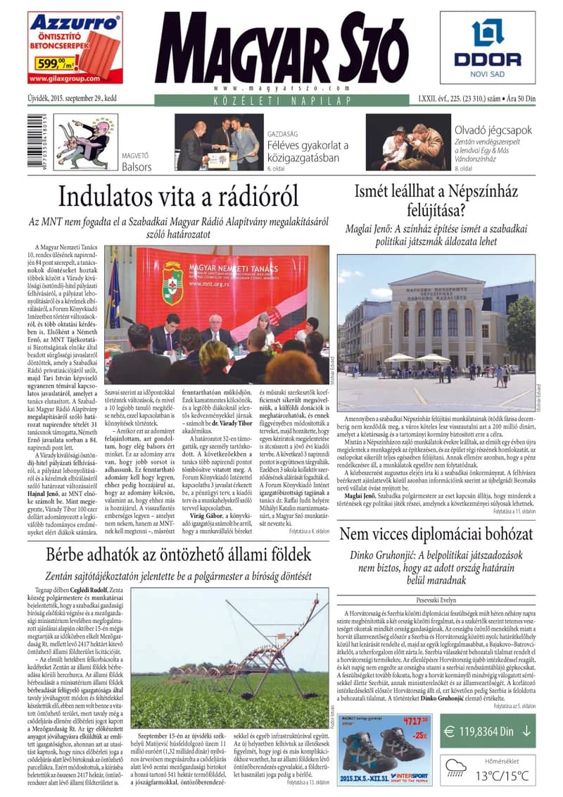 Magyar Szó, 72. évf. 2015. szeptember 29. 225. sz. 1–20. oldal