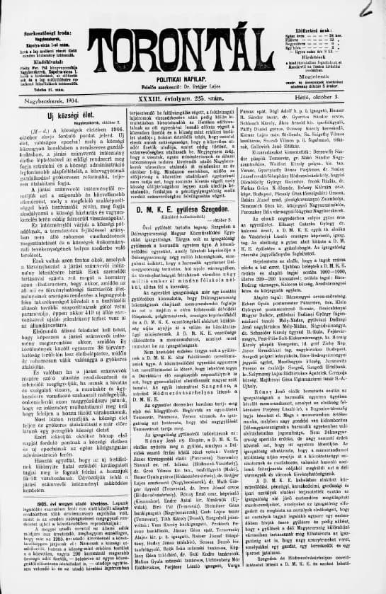 Torontál, 33. évf. 1904. október 3. 225. sz.