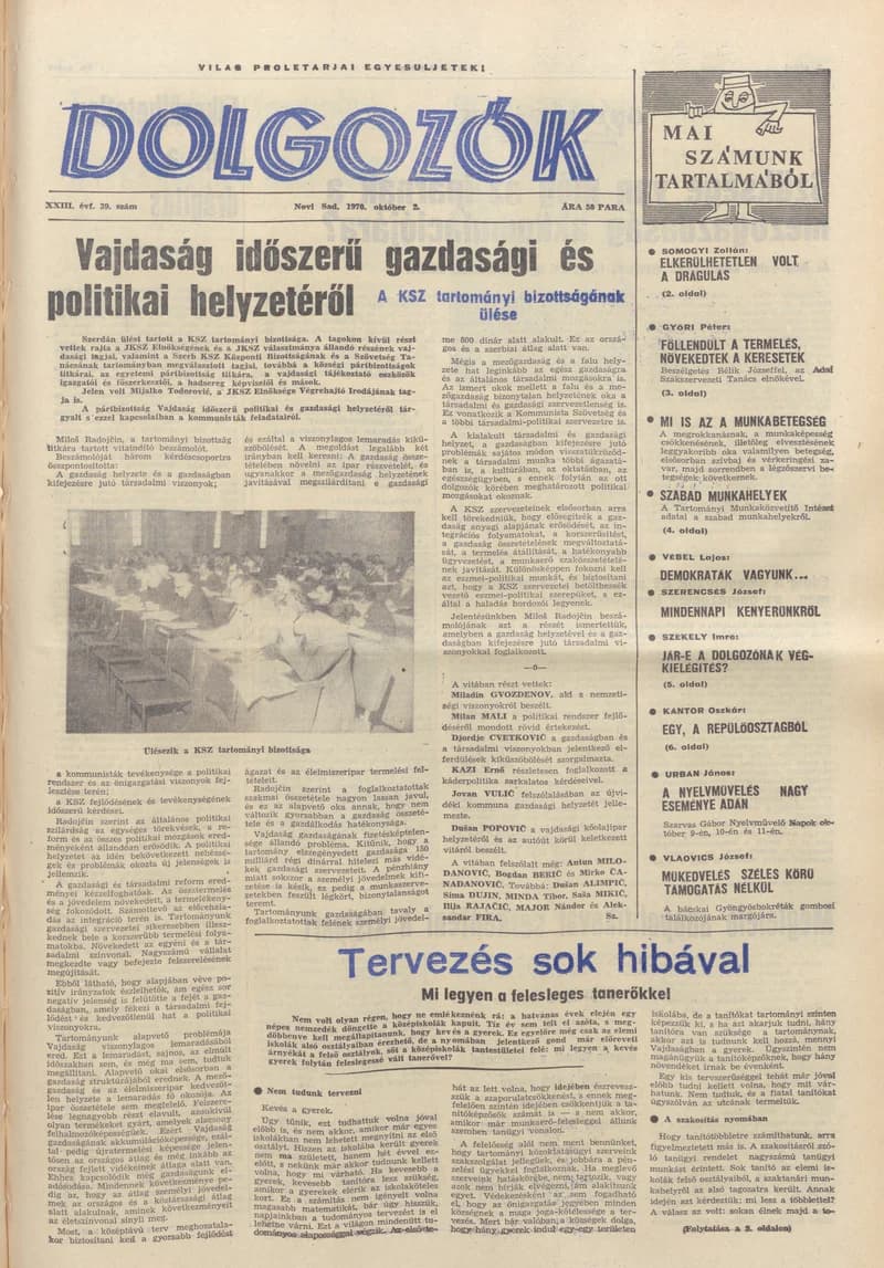Dolgozók, 24. évf. 1970. október 2. 39. sz.