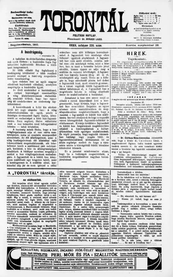 Torontál, 39. évf. 1910. szeptember 28. 220. sz.