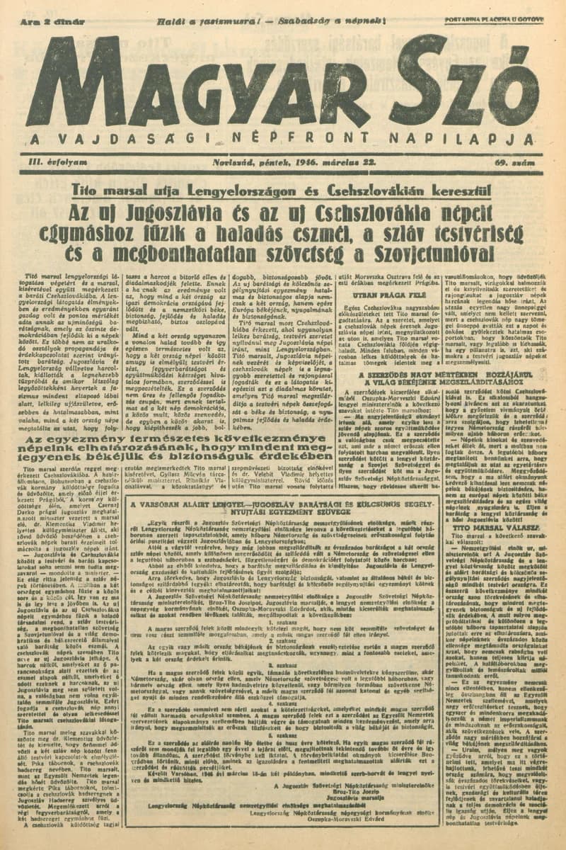 Magyar Szó, 3. évf. 1946. március 22. 69. sz. 1–6. oldal