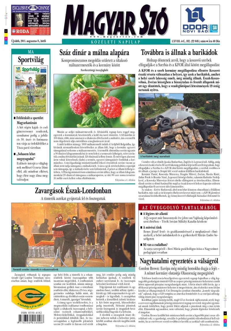 Magyar Szó, 68. évf. 2011. augusztus 8. 182. sz. 1–16. oldal