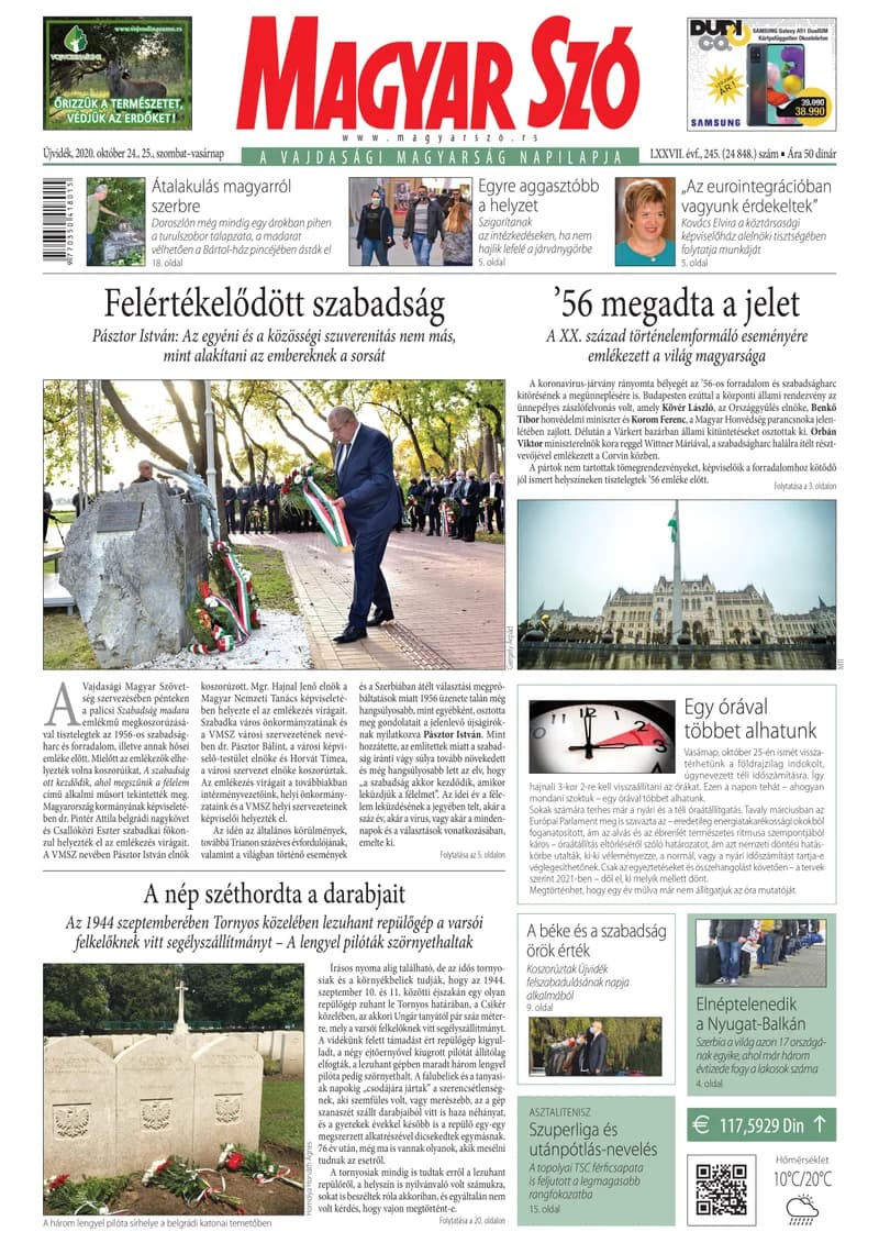 Magyar Szó, 77. évf. 2020. október 24. – 25. 245. sz. 1–32. oldal