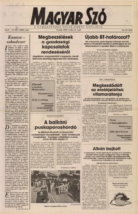 Magyar Szó, 49. évf. 1992. október 13. 282. sz. 1–16. oldal