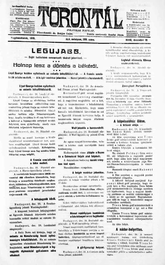 Torontál, 45. évf. 1916. december 18. 289. sz.