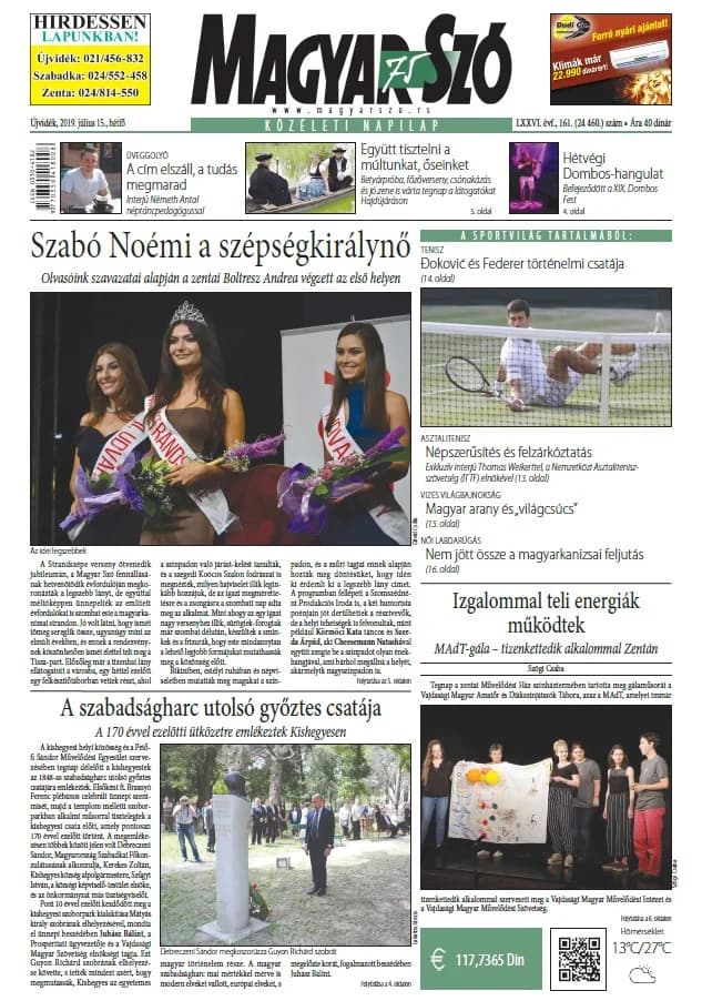 Magyar Szó, 76. évf. 2019. július 15. 161. sz. 1–20. oldal