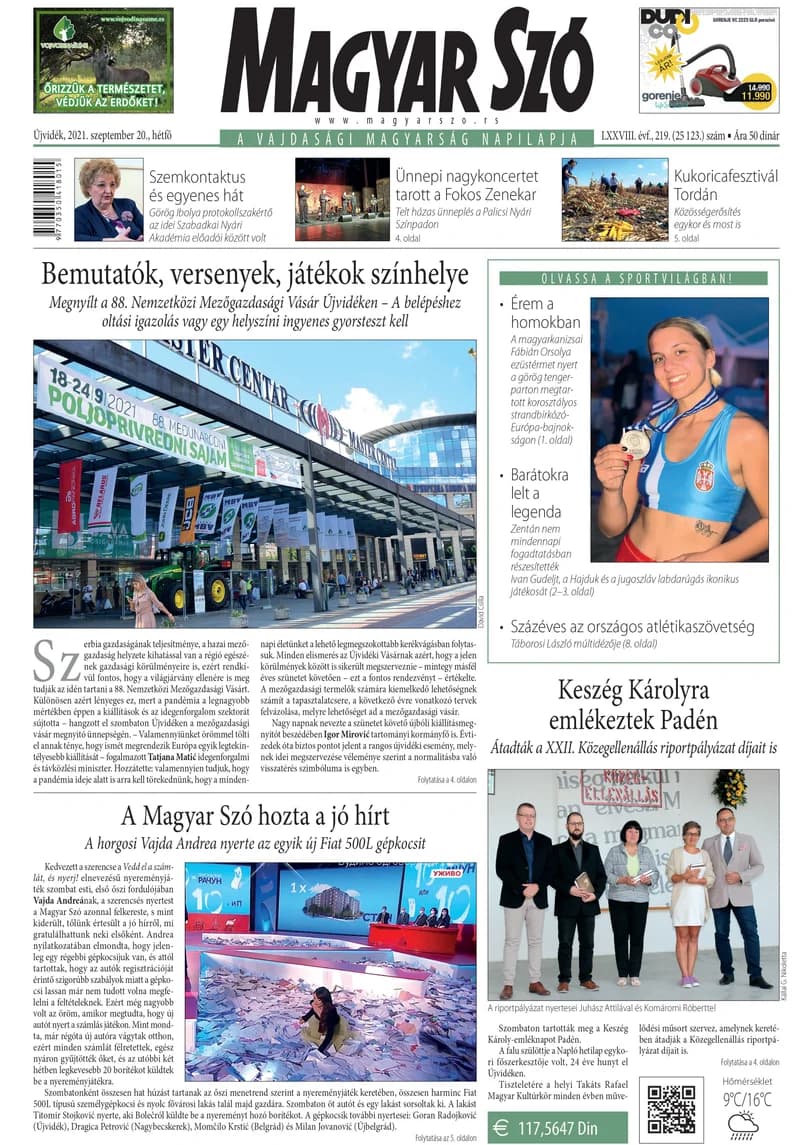 Magyar Szó, 78. évf. 2021. szeptember 20. 219. sz. 1–20. oldal
