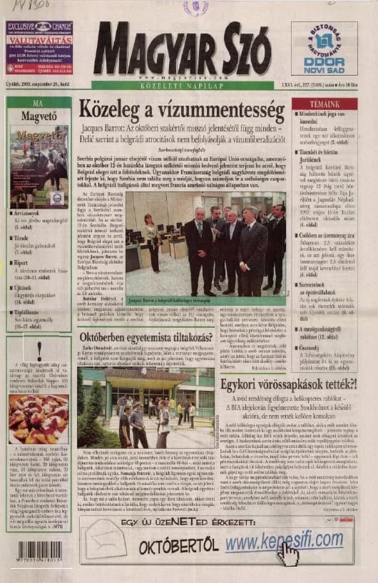 Magyar Szó, 66. évf. 2009. szeptember 29. 227. sz. 1–20. oldal