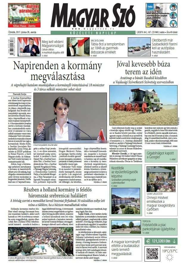 Magyar Szó, 74. évf. 2017. június 28. 147. sz. 1–16. oldal