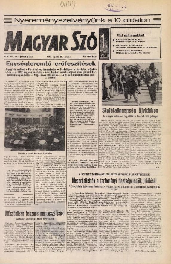 Magyar Szó, 44. évf. 1987. április 29. 117. sz. 1–24. oldal