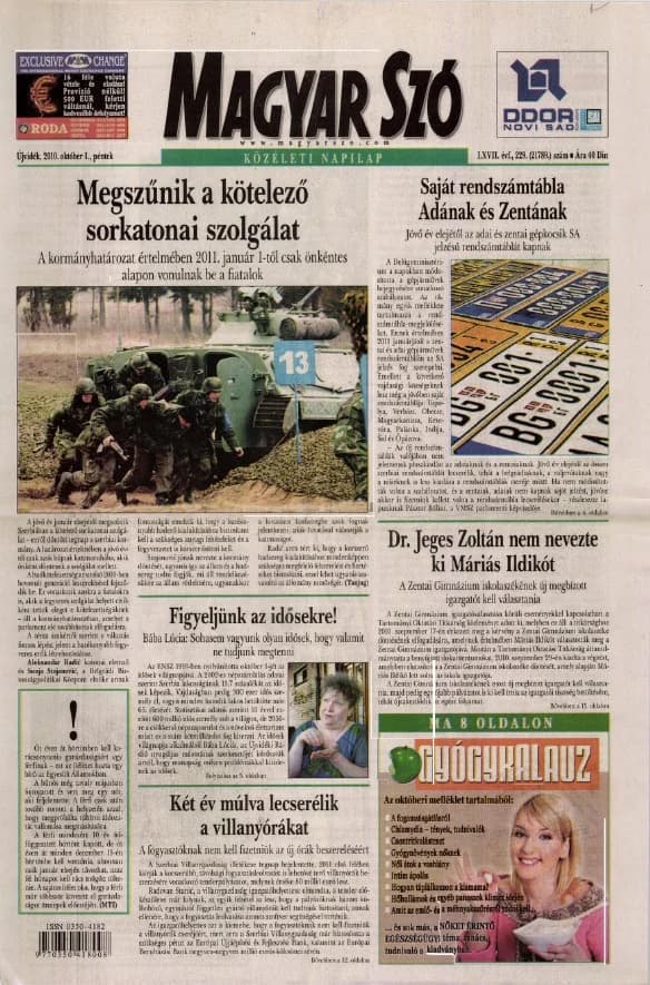Magyar Szó, 67. évf. 2010. október 1. 229. sz. 1–20. oldal