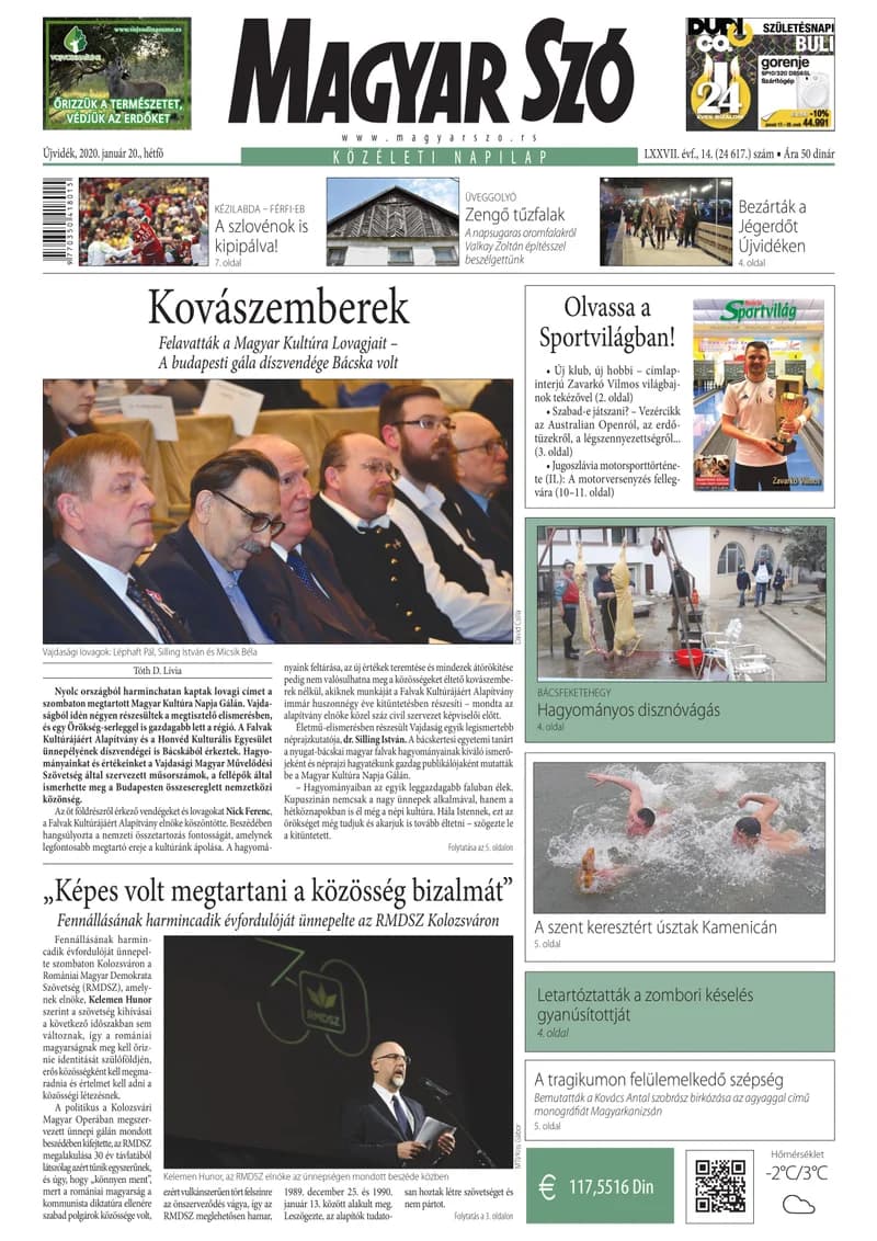 Magyar Szó, 77. évf. 2020. január 20. 14. sz. 1–12. oldal