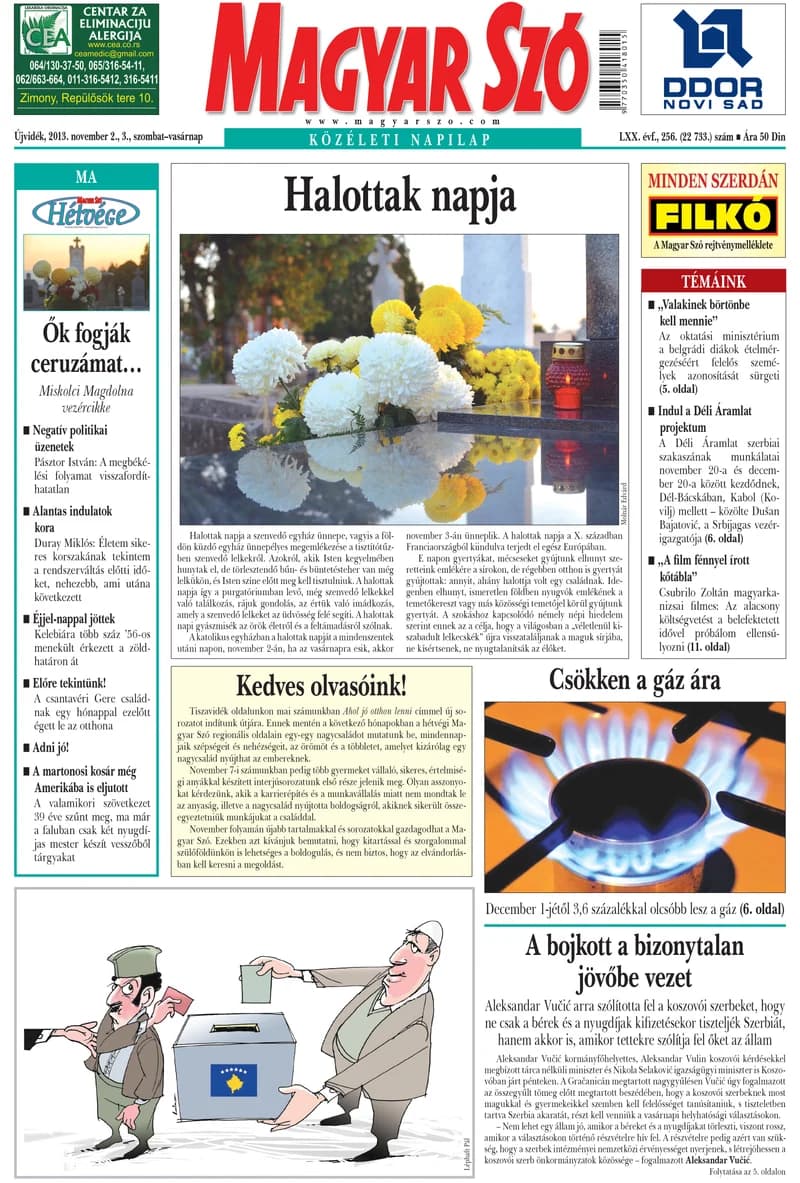 Magyar Szó, 70. évf. 2013. november 2. – 3. 256. sz. 1–44. oldal