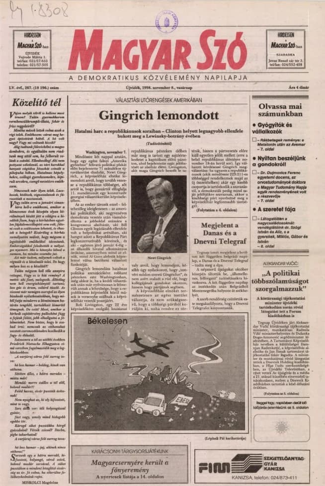 Magyar Szó, 55. évf. 1998. november 8. 267. sz. 1–24. oldal