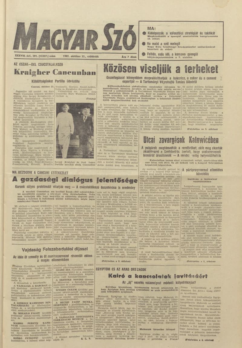Magyar Szó, 38. évf. 1981. október 22. 291. sz.
