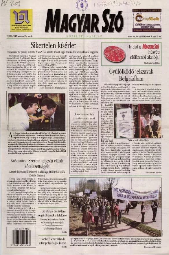 Magyar Szó, 62. évf. 2005. március 23. 68. sz. 1–20. oldal