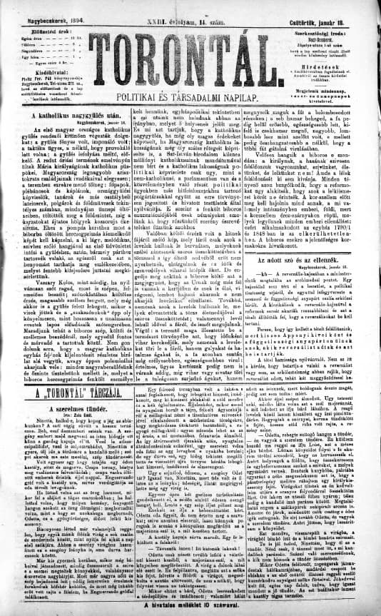Torontál, 23. évf. 1894. január 18. 14. sz.