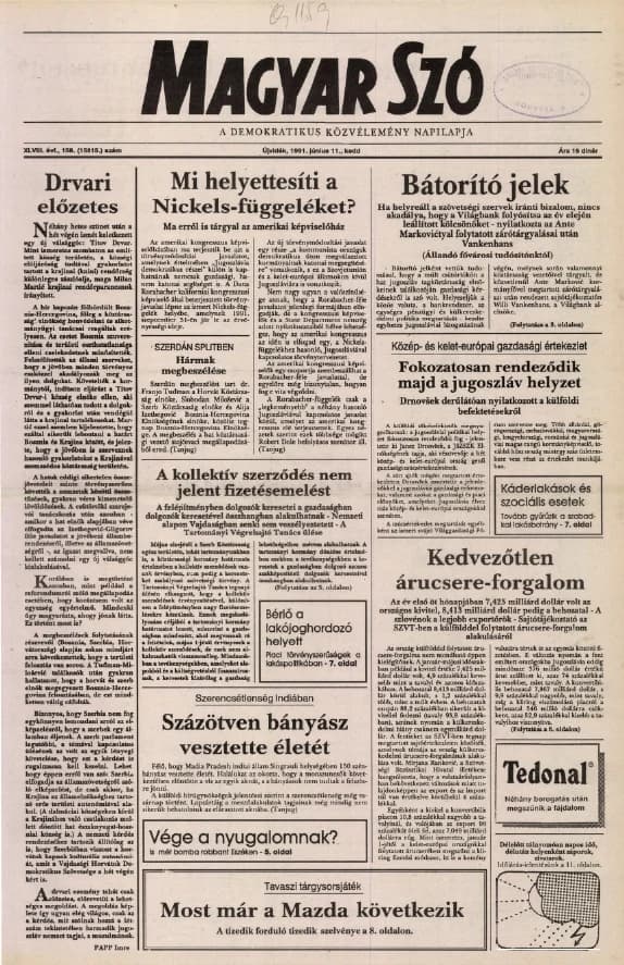 Magyar Szó, 48. évf. 1991. június 11. 158. sz. 1–20. oldal