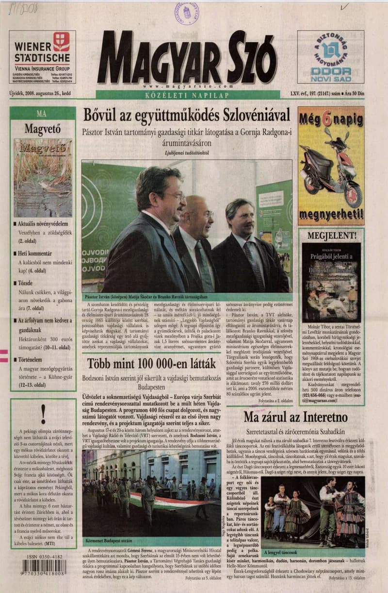 Magyar Szó, 65. évf. 2008. augusztus 26. 197. sz. 1–20. oldal