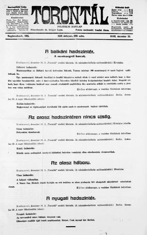 Torontál, 44. évf. 1915. december 20. 290. sz.