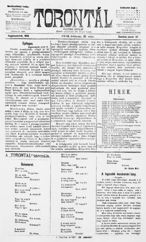 Torontál, 27. évf. 1898. január 29. 23. sz.