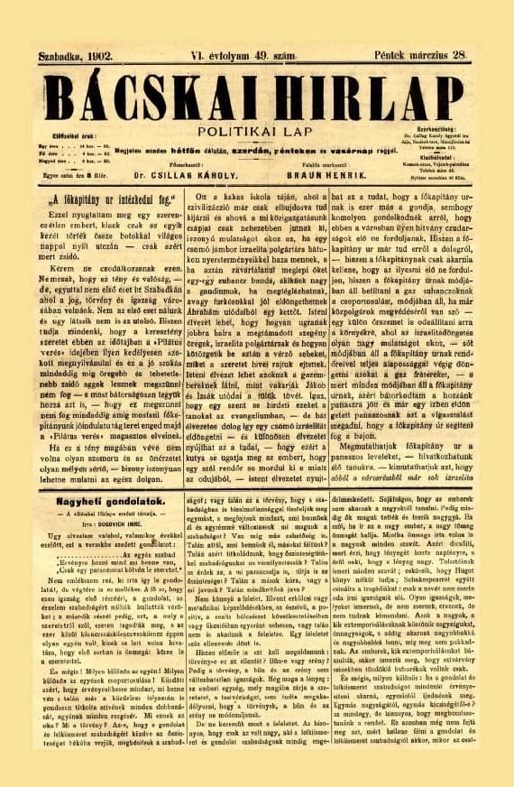 Bácskai Hirlap, 6. évf. 1902. március 28. 49. sz.