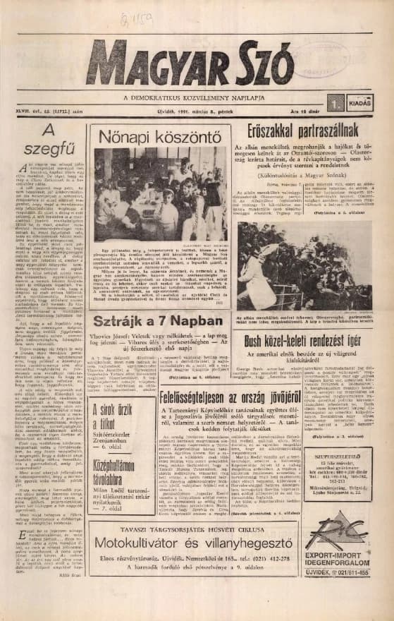 Magyar Szó, 48. évf. 1991. március 8. 65. sz. 1–20. oldal