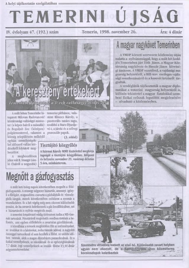 Temerini Újság, 4. évf. 1998. november 26. 47. sz.