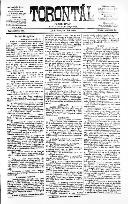 Torontál, 30. évf. 1901. szeptember 25. 219. sz.