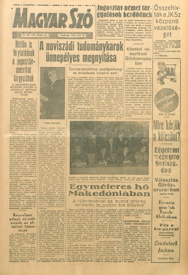 Magyar Szó, 11. évf. 1954. november 21. 318. sz. 1–14. oldal